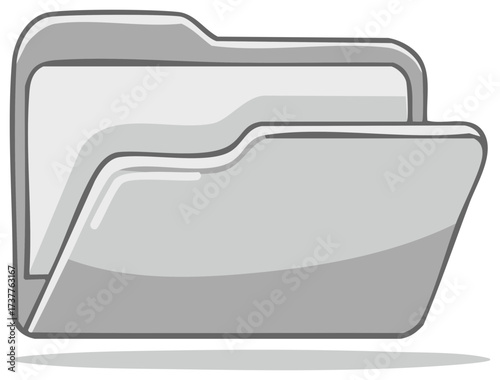 Stylized file folder icon with shadow symbolizing digital data and organized information
