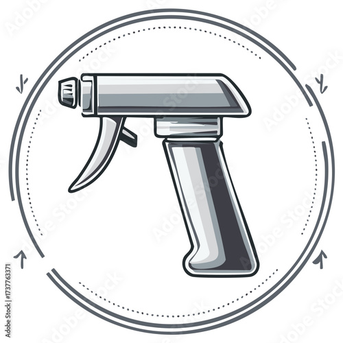 Illustration of a Spray Bottle Inside a Decorative Circle