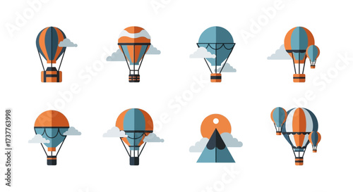 Collection of Hot Air Balloons and Mountain Landscapes.