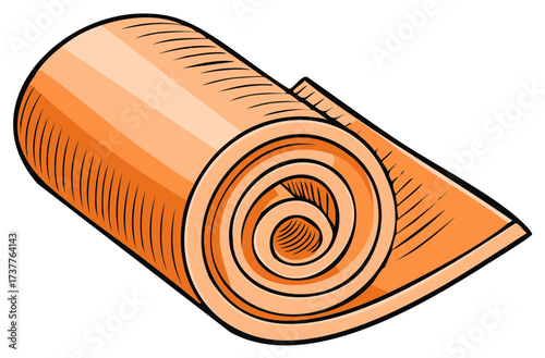 Rolled Orange Yoga Mat for Exercise and Fitness Activities Illustration