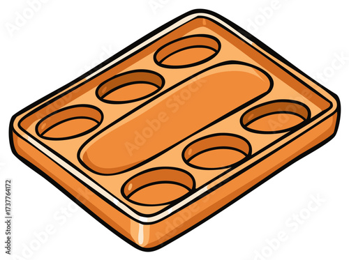 Orange Tray with Seven Compartments for Serving or Storage