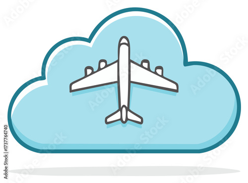 Airplane flying in a Cloud Icon Travel Concept Design vector