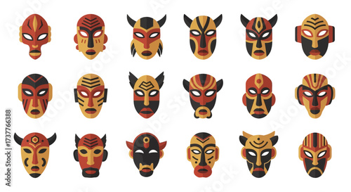 Collection of Tribal Masks - Cultural Heritage and Artistic Expression.