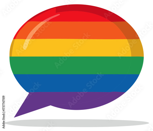 Rainbow Speech Bubble with Pride Flag Colors for LGBTQ Communication and Dialogue