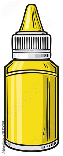 Cartoon Yellow Dropper Bottle Vector Illustration, Liquid or Solution Dispenser