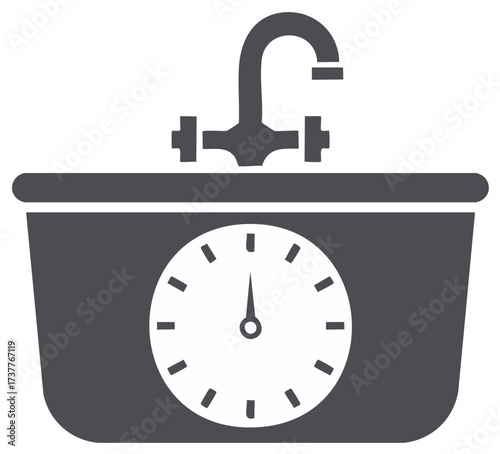 Conceptual Illustration of Timing Bath Time Routine with a Clock and a Faucet
