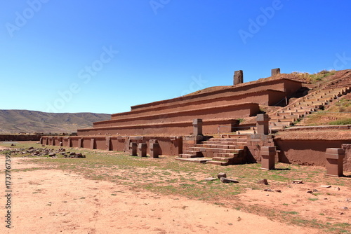 old stones at the Tiwanaku Tiawanacu Tiahuanaco ruin site, Bolivia