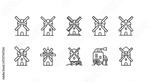 Vector art of windmills isolated on white