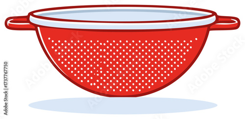 Bright Red Colander with White Dots and Handles