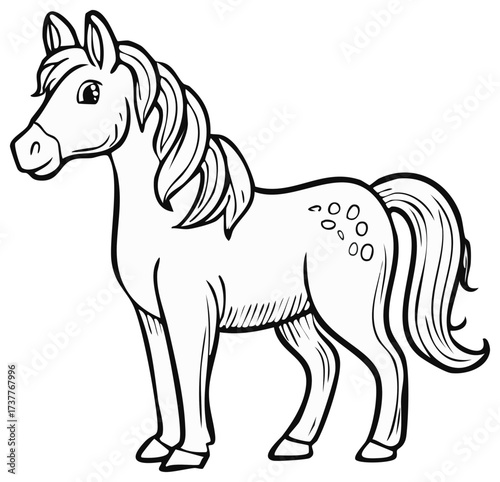 Cute outline of a standing horse illustration