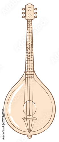 Stringed Instrument with Pear Shaped Body Musical Instrument Illustration