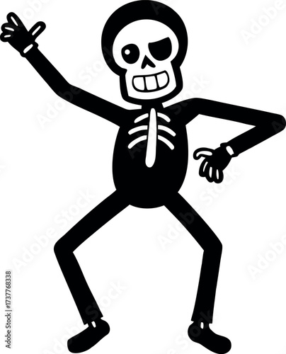 Human skeleton hand Halloween vector, Bone silhouette illustration, Scary skull design