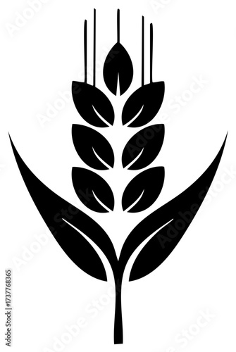 Black wheat stalk icon silhouette illustration for agriculture harvest and farming symbol
