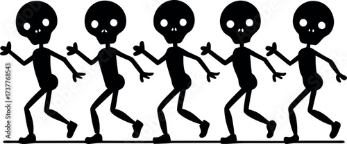 Halloween skeleton skull vector, Hand bone silhouette illustration, Creepy gothic design