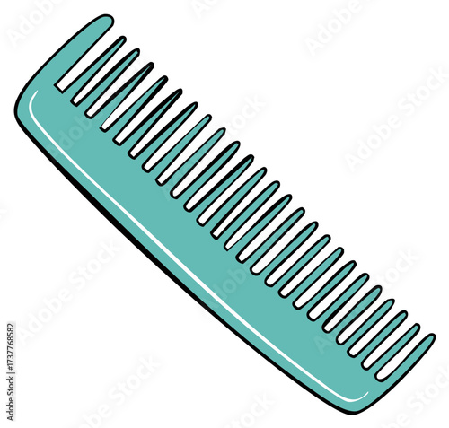 Vibrant teal colored hair comb vector graphic for beauty salons barbershops and hair styling needs