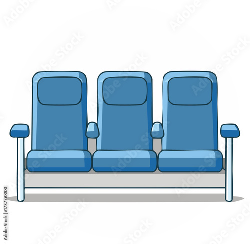 Empty Blue Seating Row Waiting Area Lounge Chairs Illustration