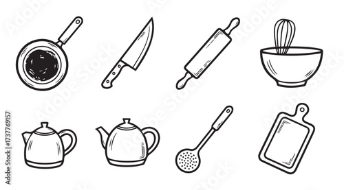 Vector art of kitchen utensils set
