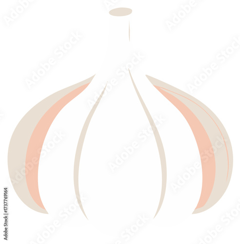 Single stylized garlic bulb with gentle pastel accents and a smooth clean stem
