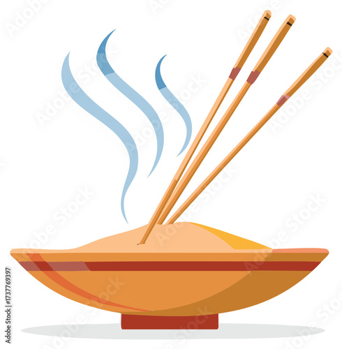 Steaming dish of food with chopsticks, Asian cuisine and concept