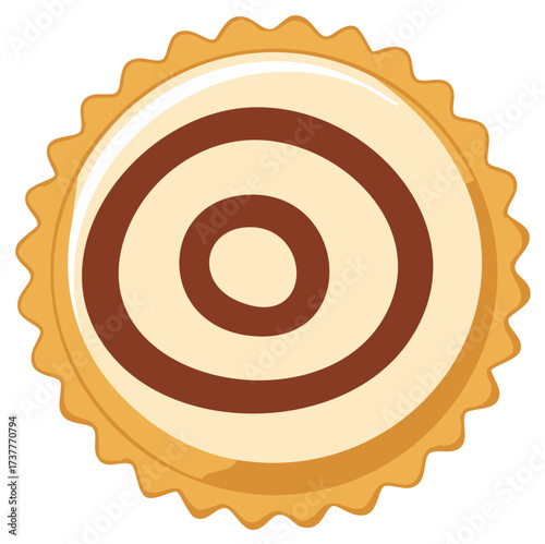 Circular Cookie with Chocolate Center Pattern Food Dessert Treat Confection Pastry Round Design