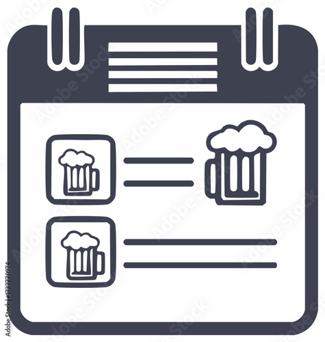 Beer Brewing Schedule Icon Outline Style Calendar with Multiple Recipes on Menu