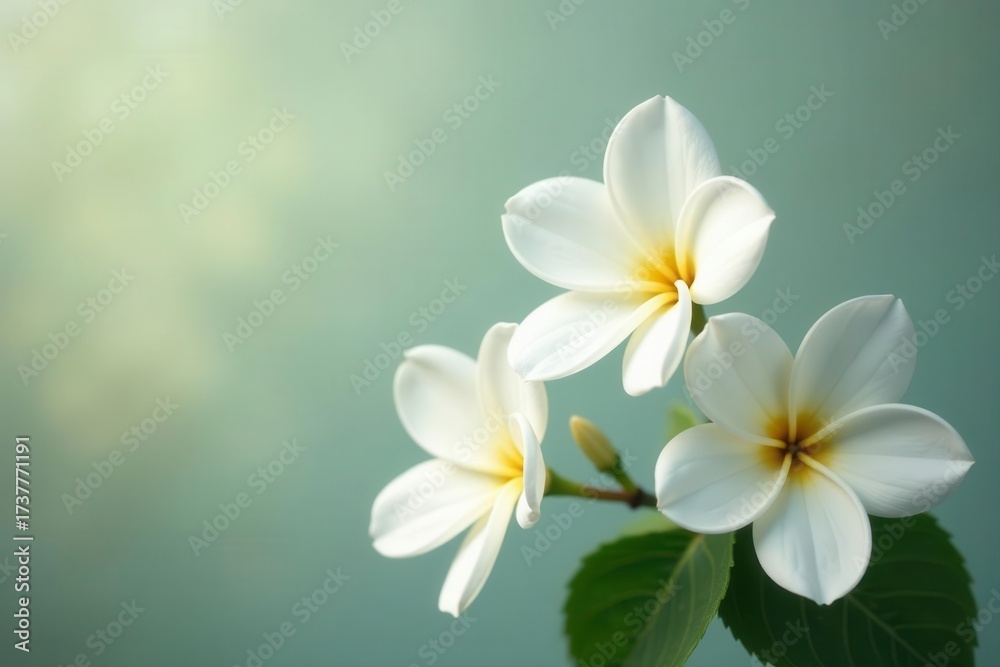 Fototapeta premium Elegant white jasmine floral card, minimalist design, soft focus , high-res, soft light, elegant