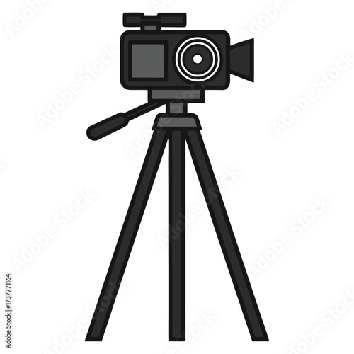 Iconic videography camera mounted on a sturdy tripod for professional filming and photography 
