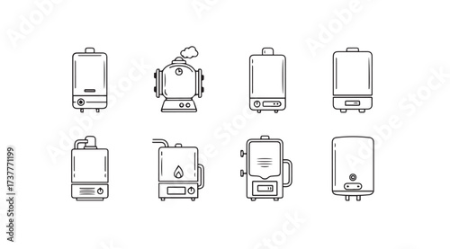 Vector art of water heater set