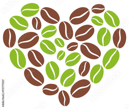 Heart Shape Coffee Beans Abstract Illustration