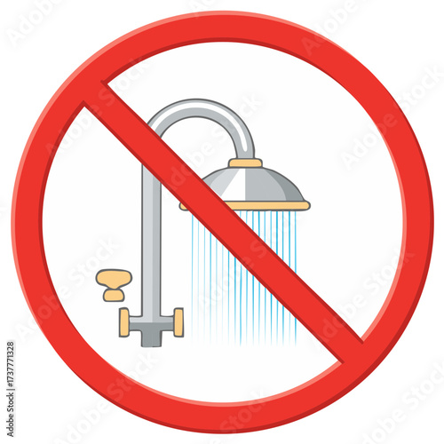 No Shower Symbol Meaning Stop Water Flowing from Showerhead and Faucet