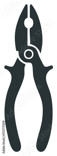 Pliers hand tool vector icon in a minimalist flat silhouette style for repair and construction