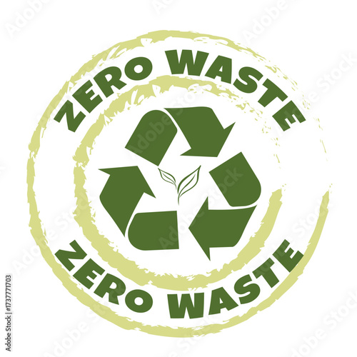 Zero Waste Free Label. Non GMO logo, badge, sticker, symbol, emblem, stamp. Vector  illustration.