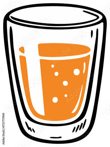 Orange drink in a clear glass illustration