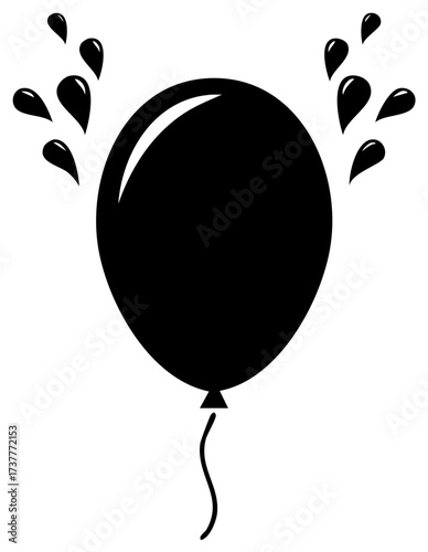Black party balloon with teardrop shapes vector illustration