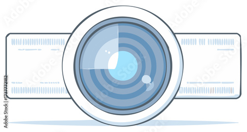 Round Lens Icon with Dual White Panels Symbolic of Camera Functionality