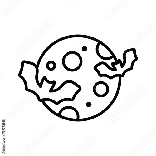 Glowing Halloween moon with bats, great for horror night themes