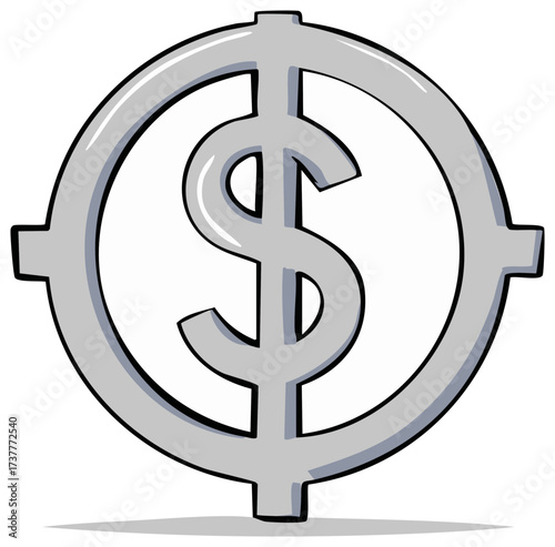 Dollar Symbol in Target. Focus on Financial Goals and Investment