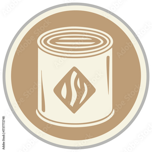 Stylized food can icon, vector illustration, canned goods supply