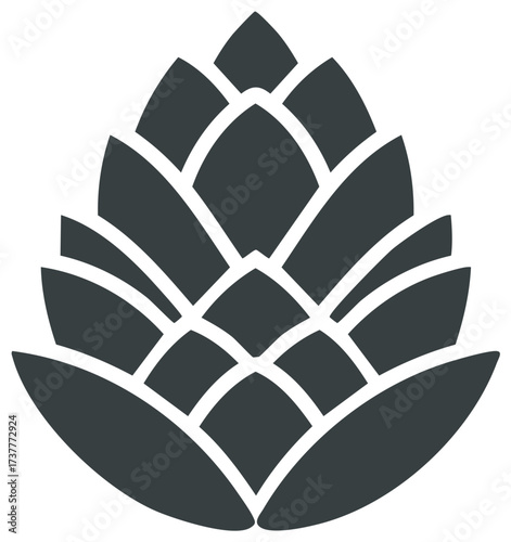 Isolated Hop Cone Silhouette Illustration for Brewing and Beer Designs