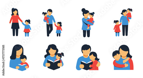 Illustrations of Parents Spending Time with Their Children.