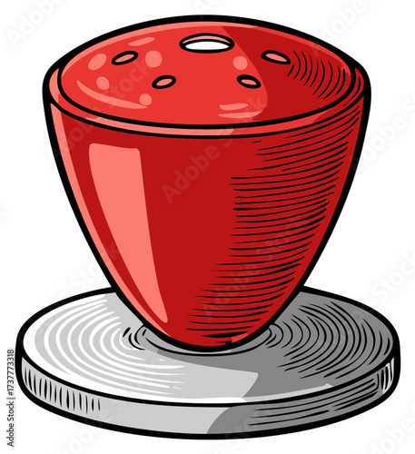 Red ceramic pottery vase, with a circular base, illustration, isolated