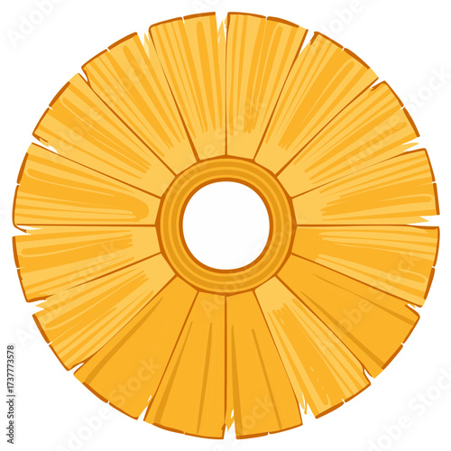 Vibrant pineapple slice with a circular core, showcasing sunny yellow hues and tropical appeal