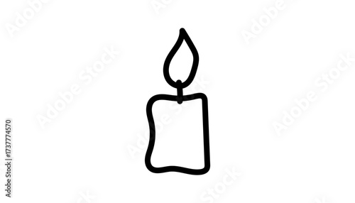 Candle with magic flame glows in wax and wick. Witchcraft and occult create mystic esoteric astrology. Tarot moon celestial symbol ritual.