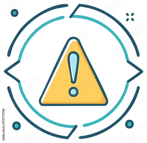 Yellow Warning Triangle with Exclamation Point Inside Looping Arrows Icon