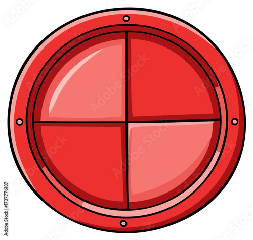 Red circular target with crosshairs and rivets