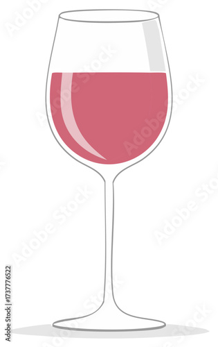 Glass of rose wine with subtle highlights and a shadow