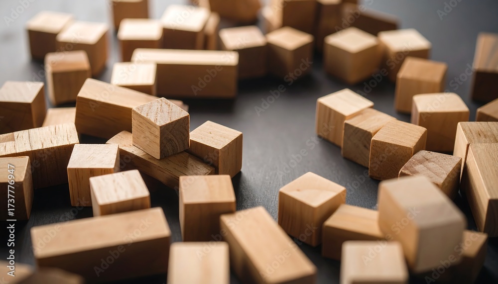 Fototapeta premium Wooden blocks scattered