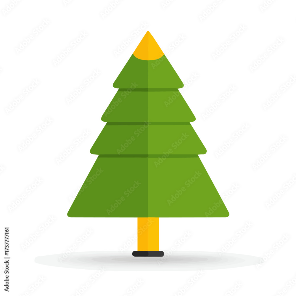 Fototapeta premium A Simple flat 2D icon Christmas tree isolated on a white background, vector, flat design, animation design, simple flat 2D icon, minimalist design, clipart