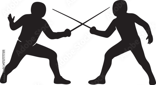 Fencer sword fight silhouette vector