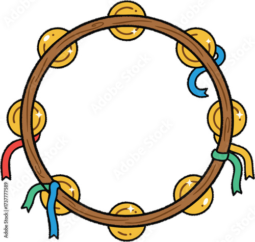 Tambourine ring frame with ribbons and jingles